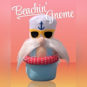NWT Unique Beach Gnome Plush Decor